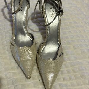 Pale Gold BCBG suede sandals